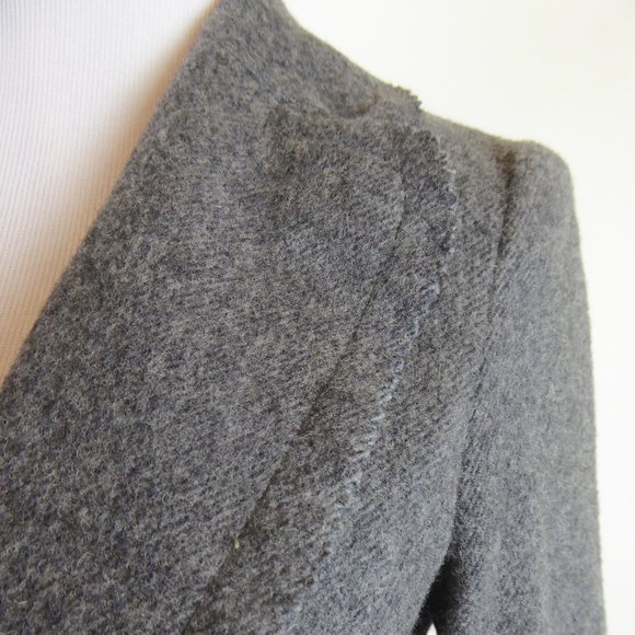 JULIA wool knit Jacket gray blazer herringbone pinked edge wool fitted 8 - Picture 4 of 12